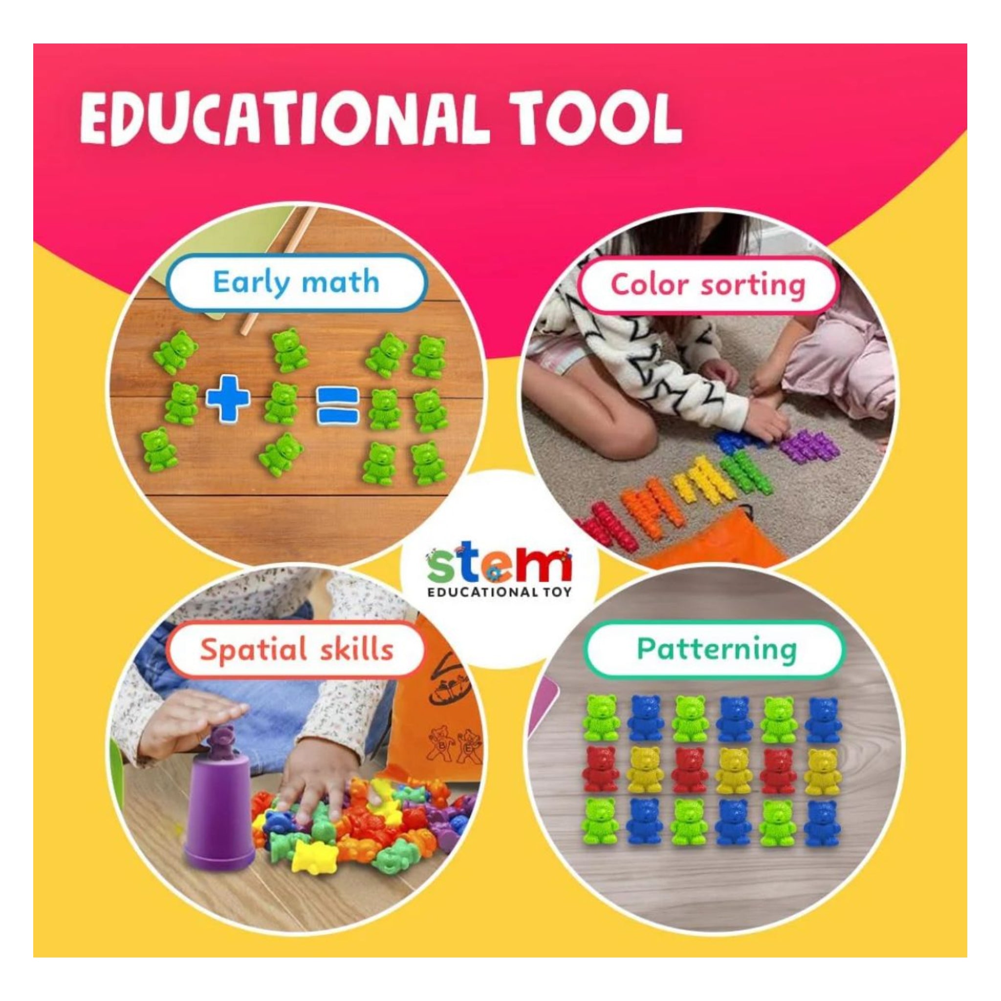 Tweezer Grip Fine Motor Skill Toy - Educational Counting Bears for Preschool