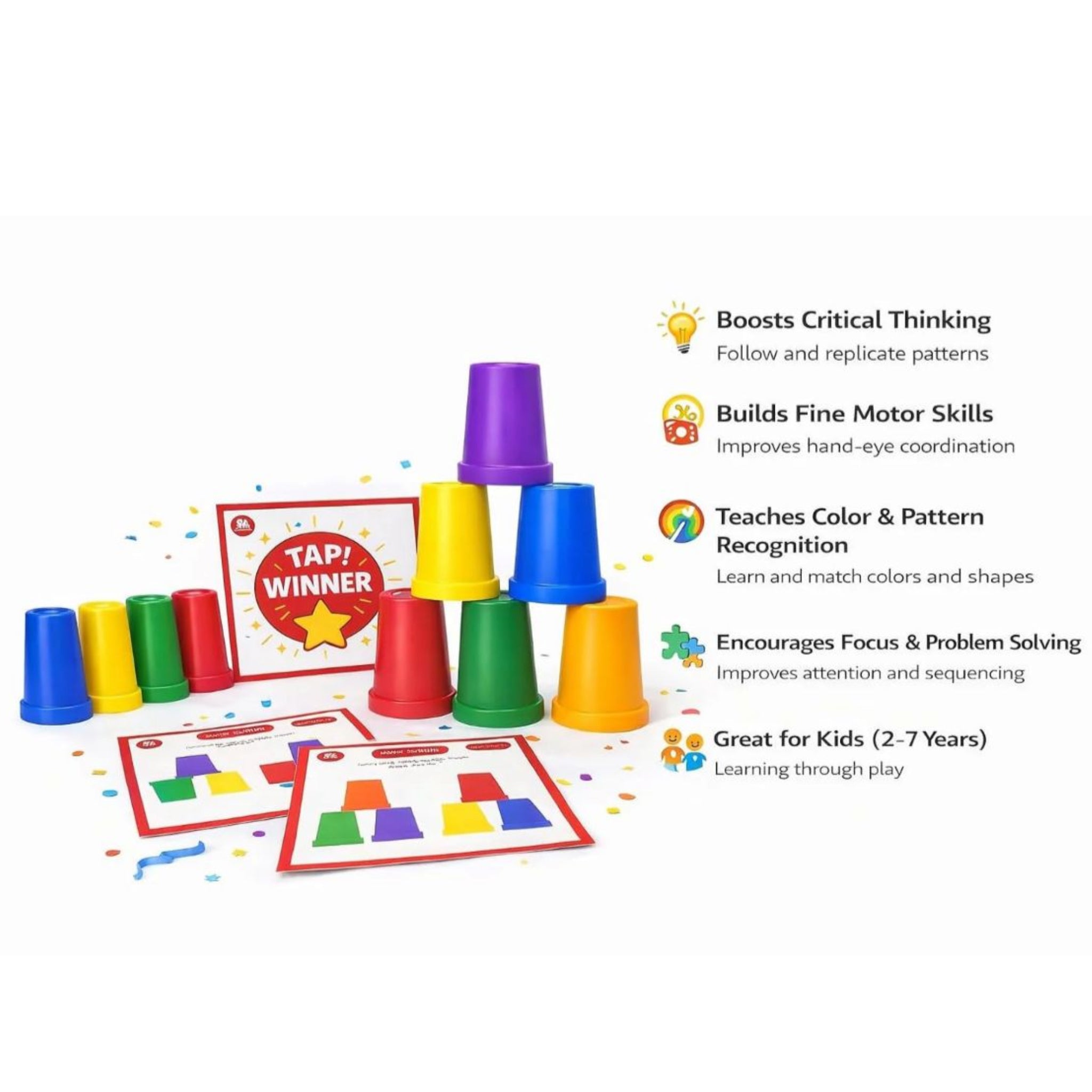 BabyBundle™ Cup Stacking Game for Kids – Fast-Paced Speed Stacking Cups & Logic Battle