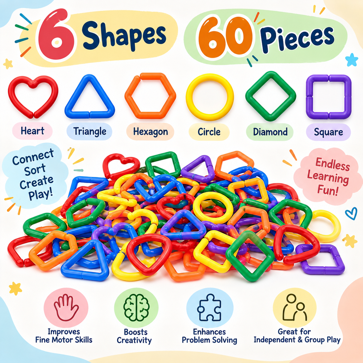 Linking Shapes Building Blocks Toy for Kids