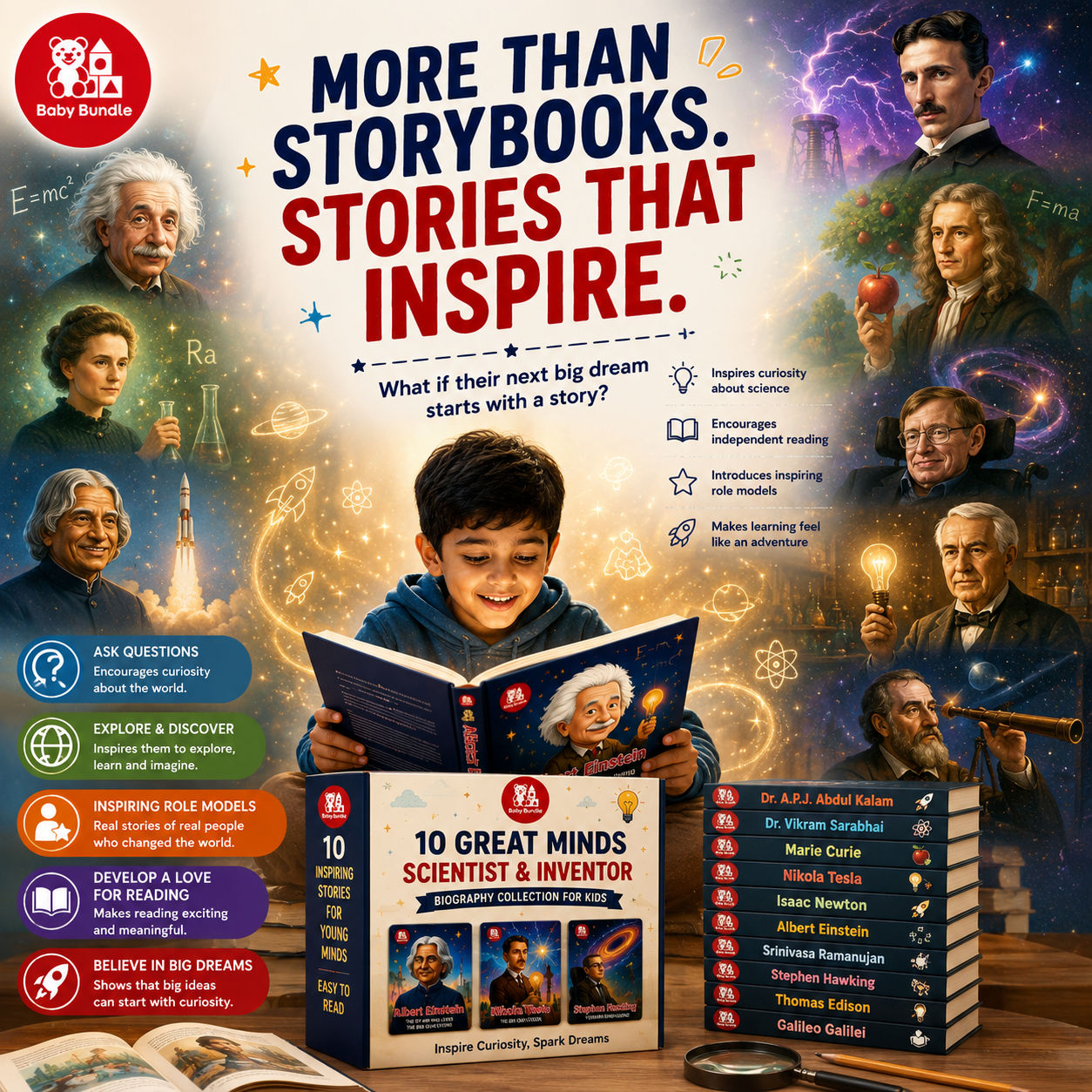 Famous Scientist Story Books for Kids – Pack of 10 | Ages 5–12
