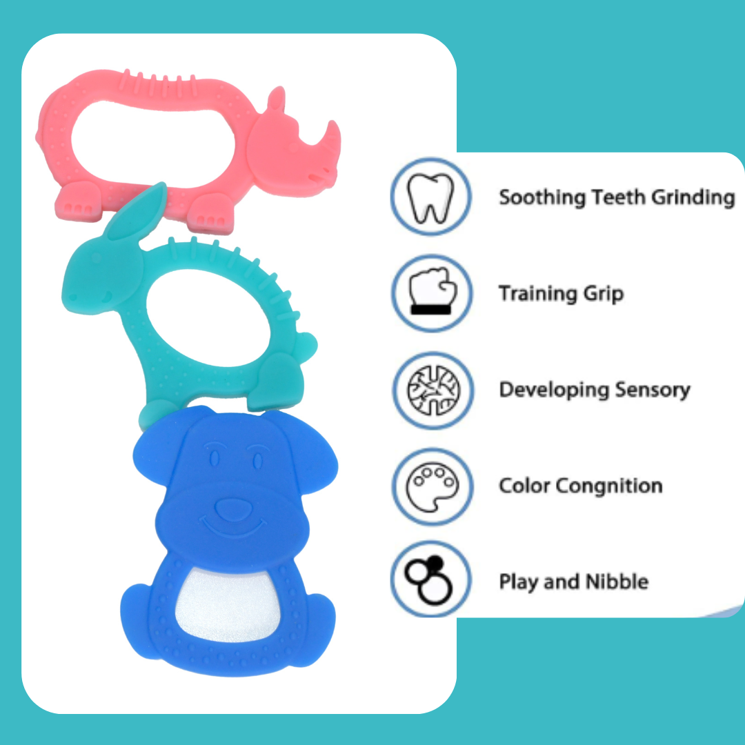 BabyBundle Animal Silicone Teether (Pack of 3)